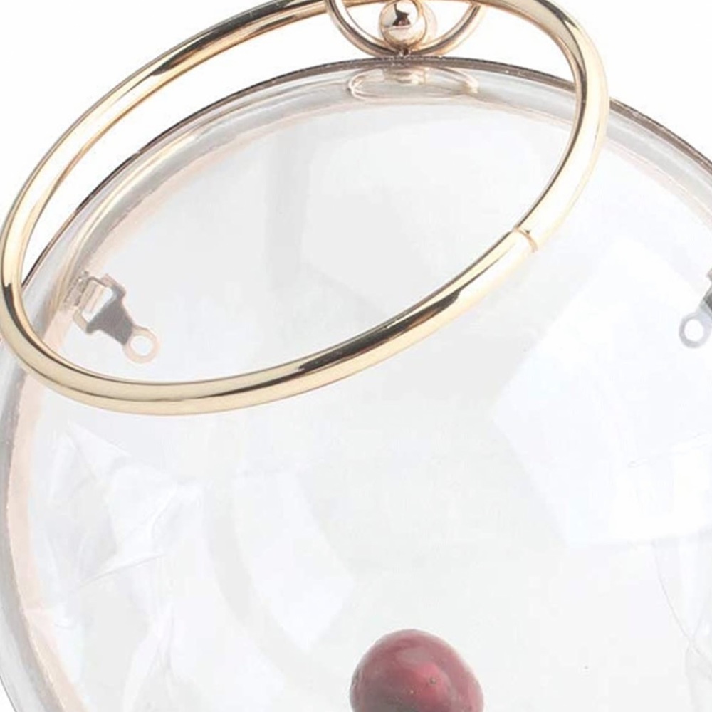 Round shape purse evening clutches clear  long chain shoulder strap  brand new